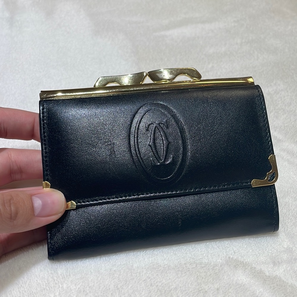 Vintage Cartier black and gold wallet!